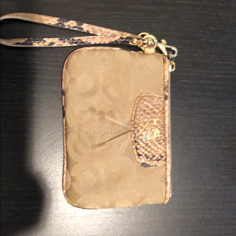 Tan coach wristlet